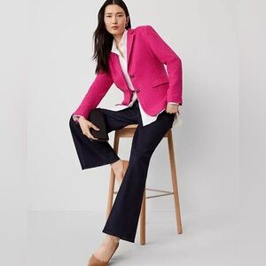 Ann Taylor Greenwich Tweed Lined Blazer In Fuschia Size 2 Petite EUC